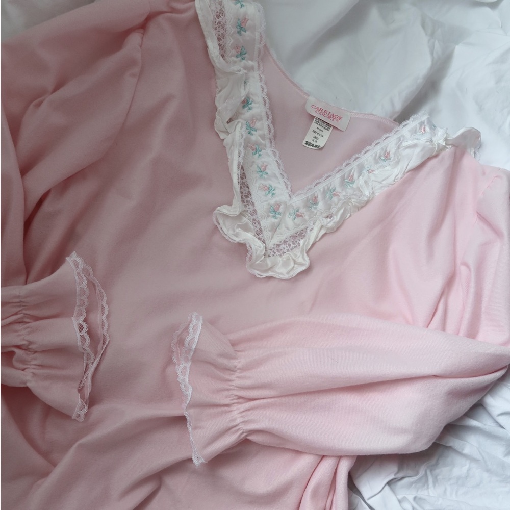 Vintage Sears Pink Ruffle Nightgown | Large 16-18 100% Polyester